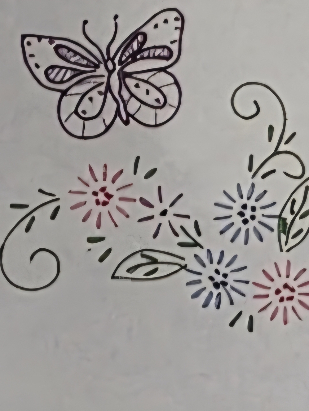 Floral Butterflies Perle Edge Pillowcases Stamped For Embroidery With Floss - Picture 4 of 4
